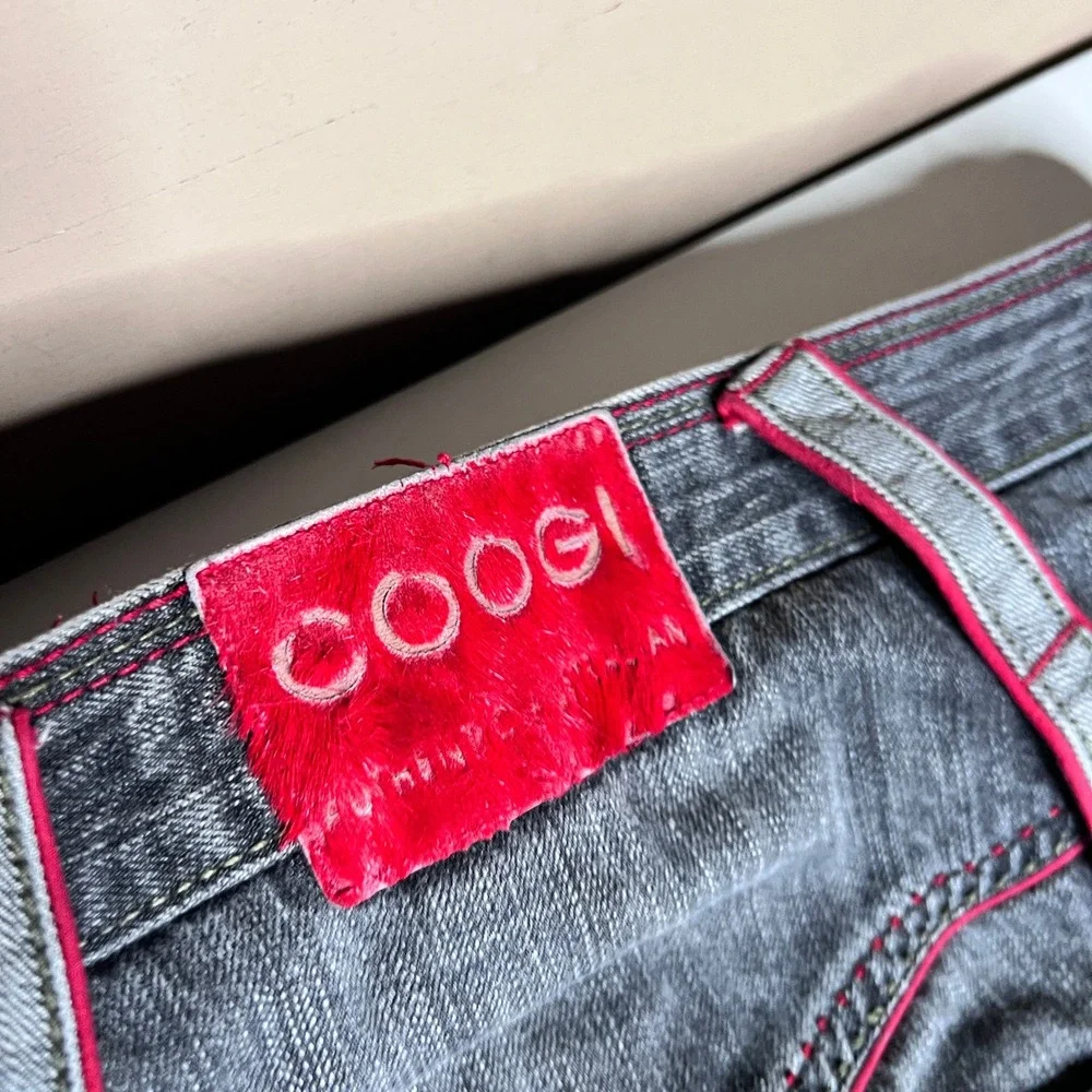Coogi Jeans‎ Mens 36x34 Black Faded Denim Embroidered Patchwork Straight Leg Y2K